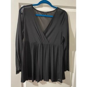 NWOT Torrid Black Mesh Babydoll Blouse size 00